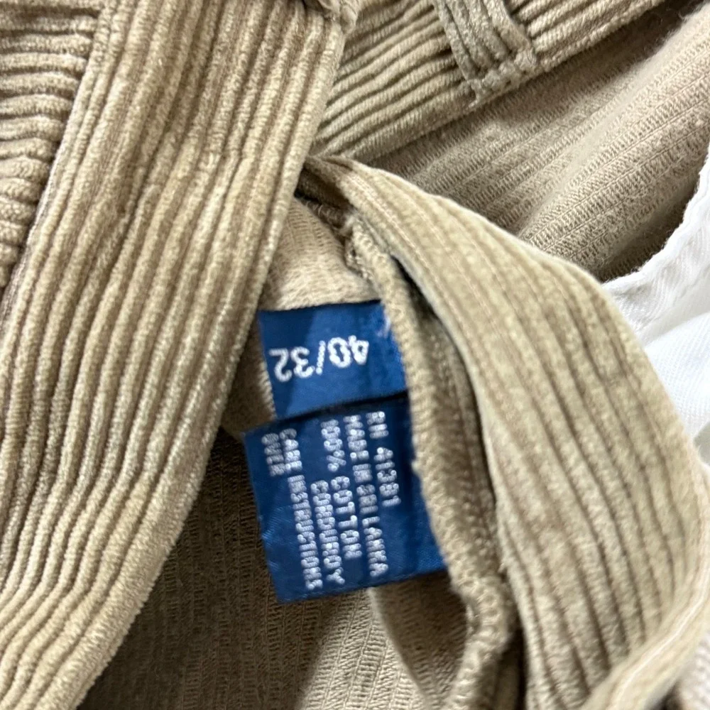 Polo Ralph Lauren Andrew Pant Baggy Wide Leg Corduroy Tan Khaki 40x32 Mens